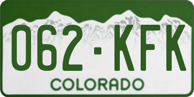CO license plate 062KFK