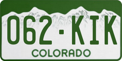 CO license plate 062KIK