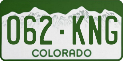CO license plate 062KNG