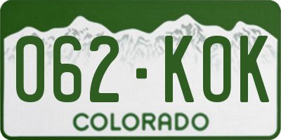 CO license plate 062KOK