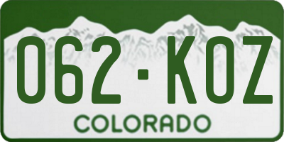 CO license plate 062KOZ