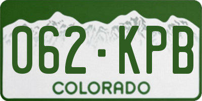 CO license plate 062KPB
