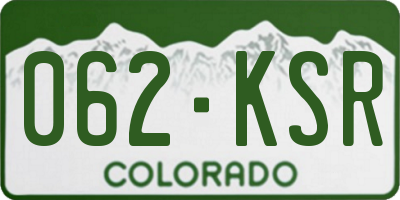 CO license plate 062KSR