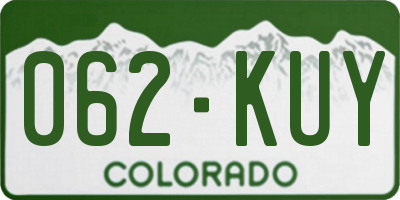 CO license plate 062KUY