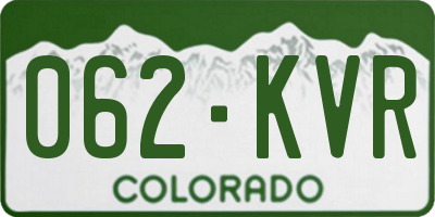 CO license plate 062KVR