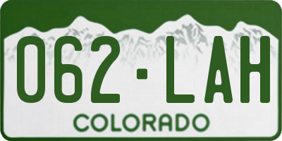 CO license plate 062LAH