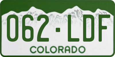 CO license plate 062LDF