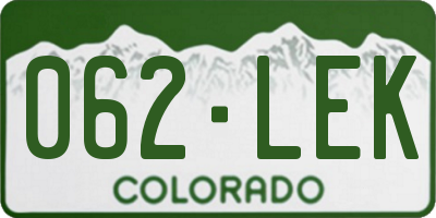CO license plate 062LEK