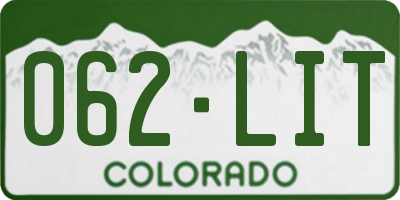CO license plate 062LIT