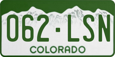 CO license plate 062LSN