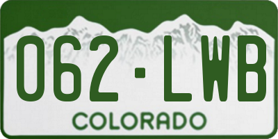 CO license plate 062LWB