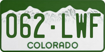 CO license plate 062LWF