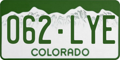 CO license plate 062LYE