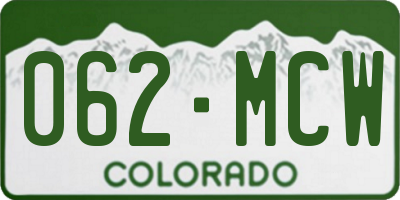 CO license plate 062MCW