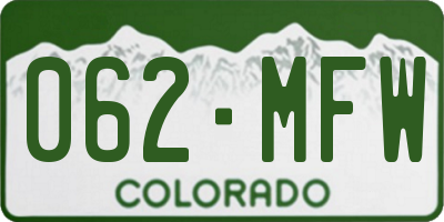 CO license plate 062MFW