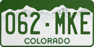 CO license plate 062MKE