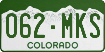 CO license plate 062MKS