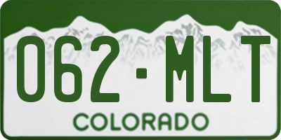 CO license plate 062MLT