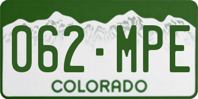 CO license plate 062MPE