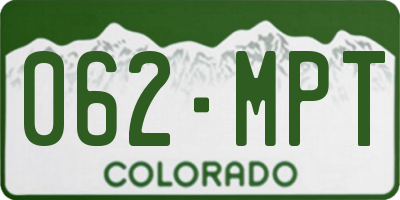 CO license plate 062MPT