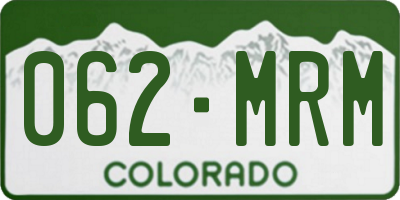 CO license plate 062MRM