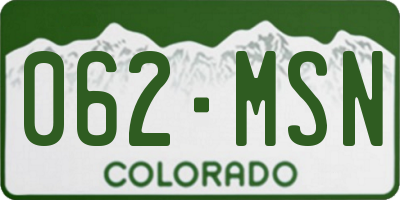 CO license plate 062MSN