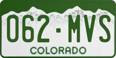CO license plate 062MVS