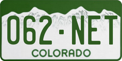 CO license plate 062NET