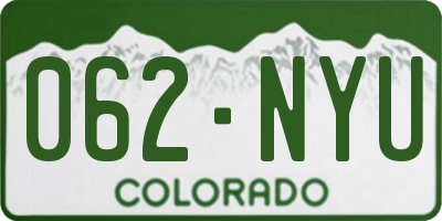 CO license plate 062NYU