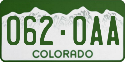 CO license plate 062OAA