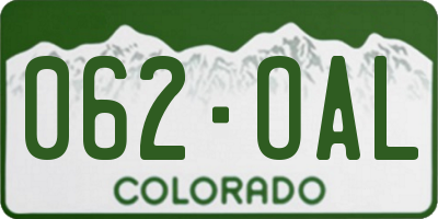 CO license plate 062OAL
