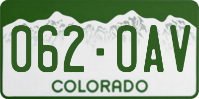 CO license plate 062OAV