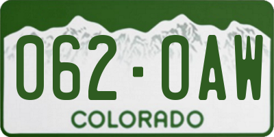 CO license plate 062OAW
