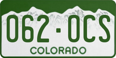 CO license plate 062OCS