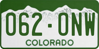 CO license plate 062ONW