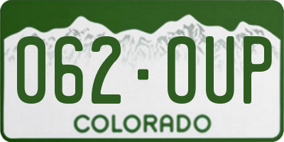 CO license plate 062OUP
