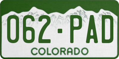 CO license plate 062PAD