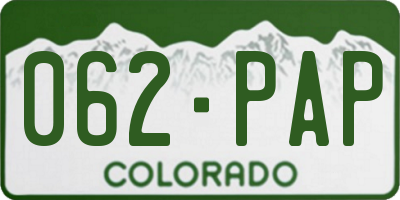 CO license plate 062PAP