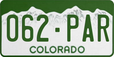 CO license plate 062PAR