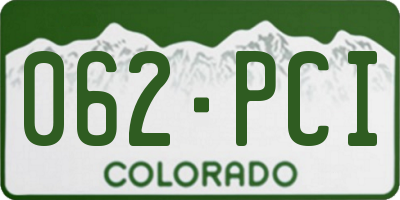 CO license plate 062PCI