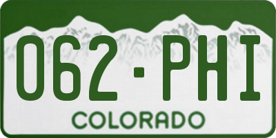 CO license plate 062PHI