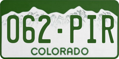 CO license plate 062PIR