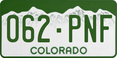 CO license plate 062PNF