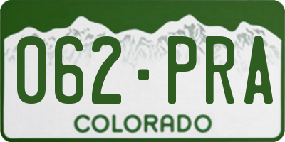 CO license plate 062PRA