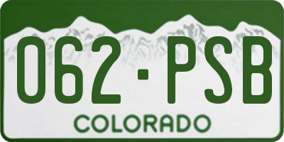 CO license plate 062PSB