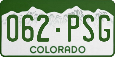 CO license plate 062PSG