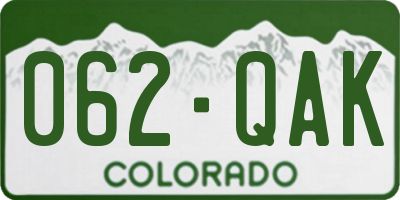 CO license plate 062QAK