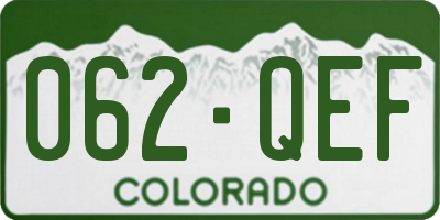 CO license plate 062QEF