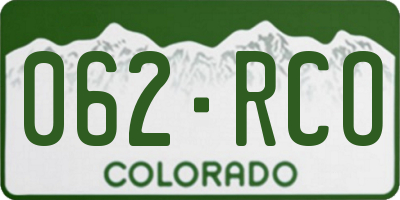CO license plate 062RCO