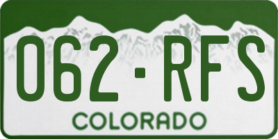 CO license plate 062RFS